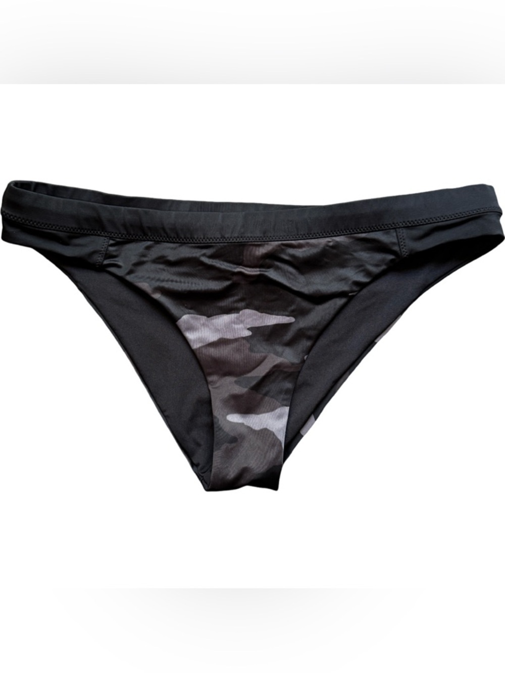 Athleta Camo Print Bikini Swim Bottom Size M Black